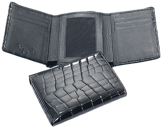 Ferrini ABTF Black Genuine Crocodile Tri-fold Wallet - Click Image to Close